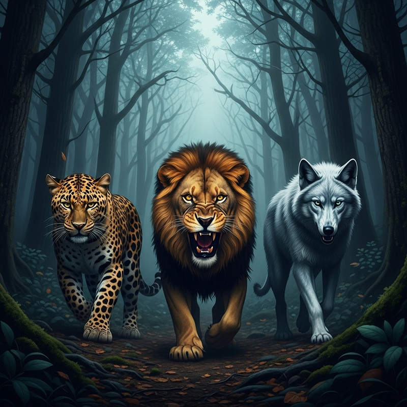 Dante's Inferno: Realistic Woods with 3 Sinister Creatures Dante's Inferno: Realistic Woods with 3 Sinister Creatures