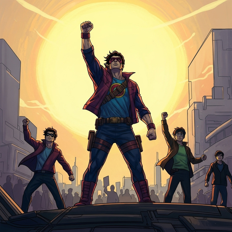 Dynamic Heroic Revolution: Vibrant Comic Book Illustration