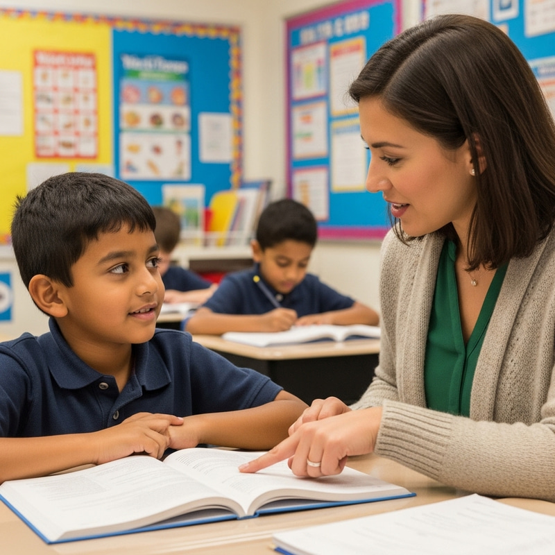 Engaged Student Receives Special Instruction from Supportive Teacher