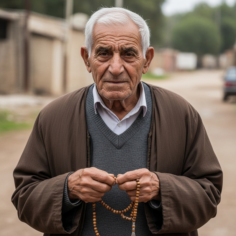 Portrait of Wise and Thoughtful Elderly Middle-Eastern Man