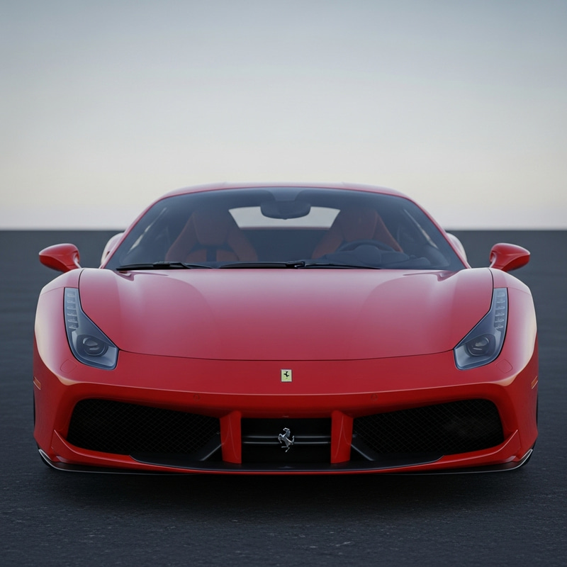 Cinematic Front View Ferrari - Photorealistic Studio Photo Cinematic Front View Ferrari - Photorealistic Studio Photo