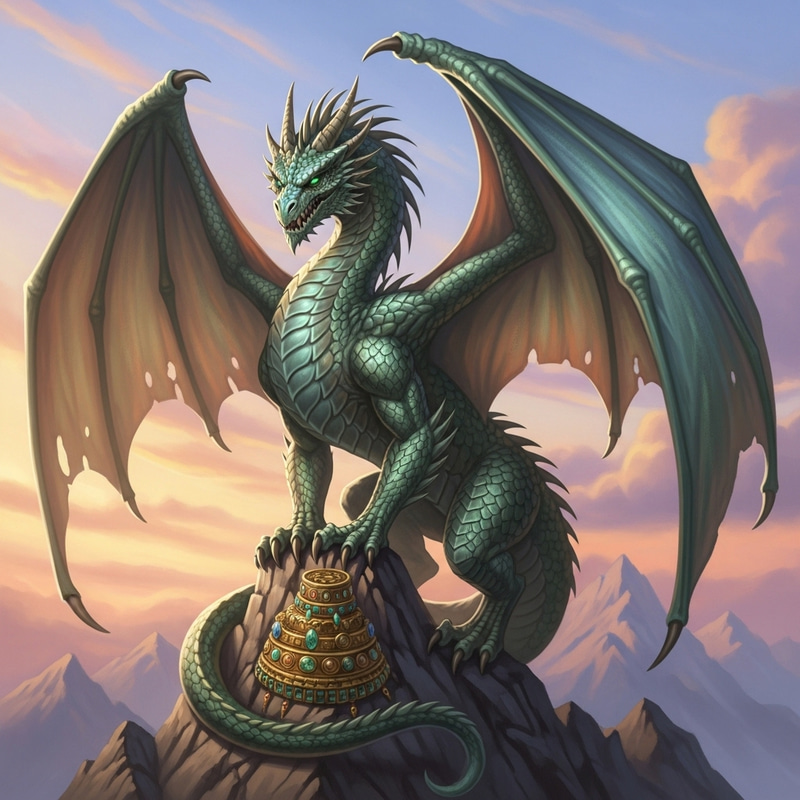 Majestic Dragon in Sea-Green Scales | Intriguing Beast