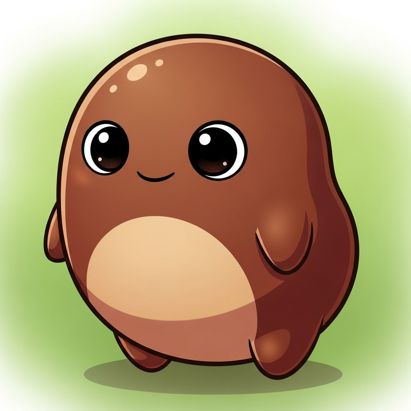 Cute Brown Bean-Shaped Cartoon Character