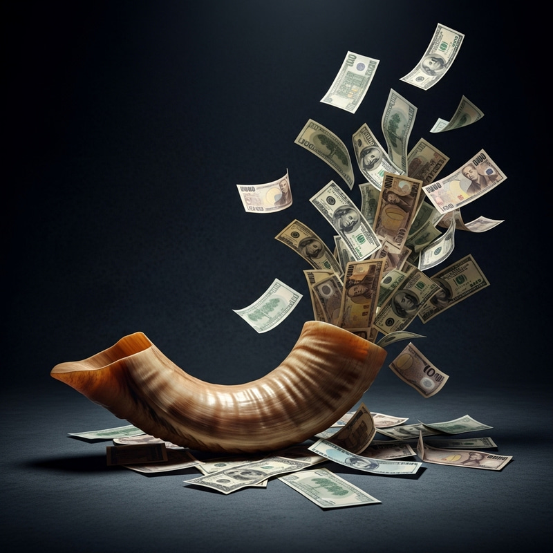 Shofar Horn Flowing Money: Symbolizing Abundance Shofar Horn Flowing Money: Symbolizing Abundance