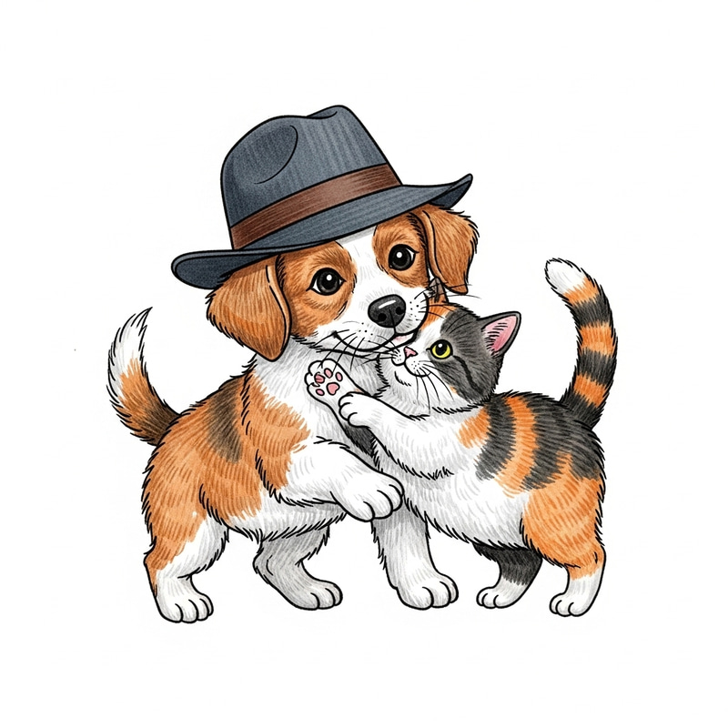 Cute Dog Wearing Hat Plays with Cat | Playful Encounter Cute Dog Wearing Hat Plays with Cat | Playful Encounter