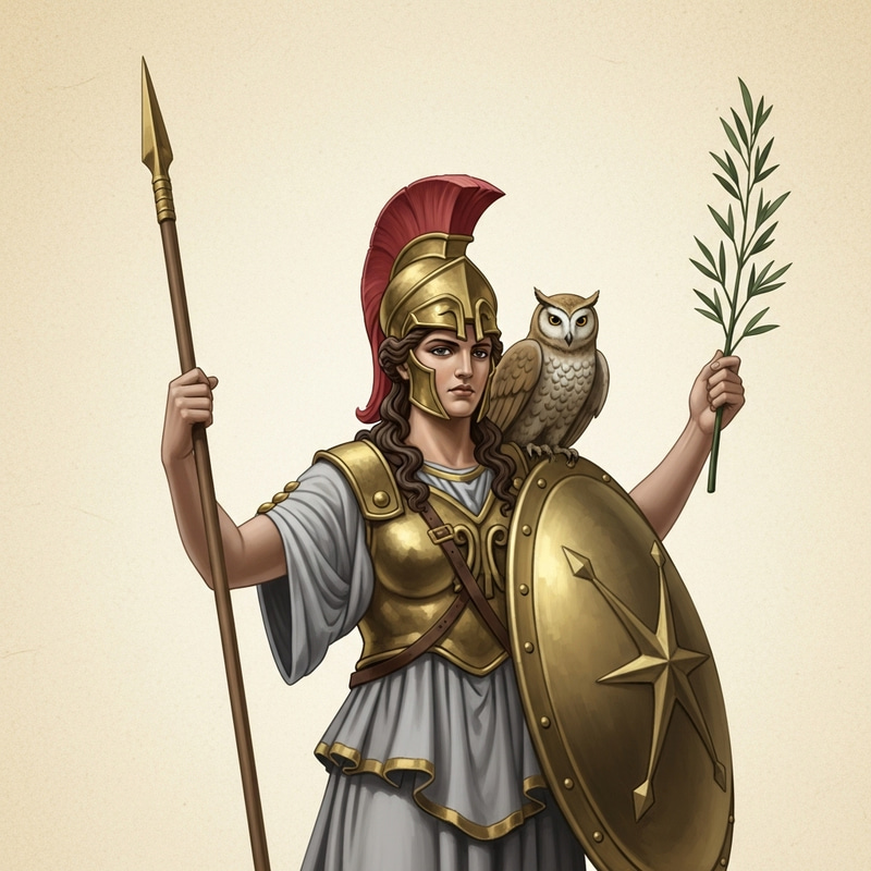 Athena, Goddess of Wisdom and Warfare: Dynamic Portrayal of Strategy and Courage