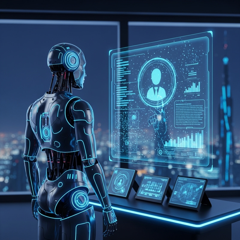 Futuristic Personal Data Display by Humanoid Robot Futuristic Personal Data Display by Humanoid Robot