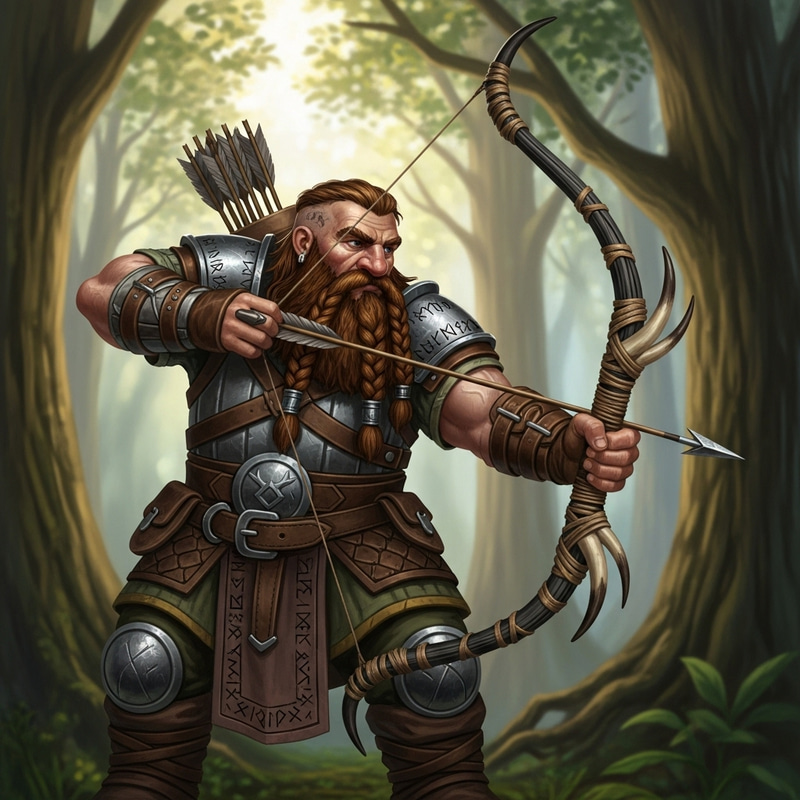 Dwarf with a Composite Bow | Fantasy Archer Character