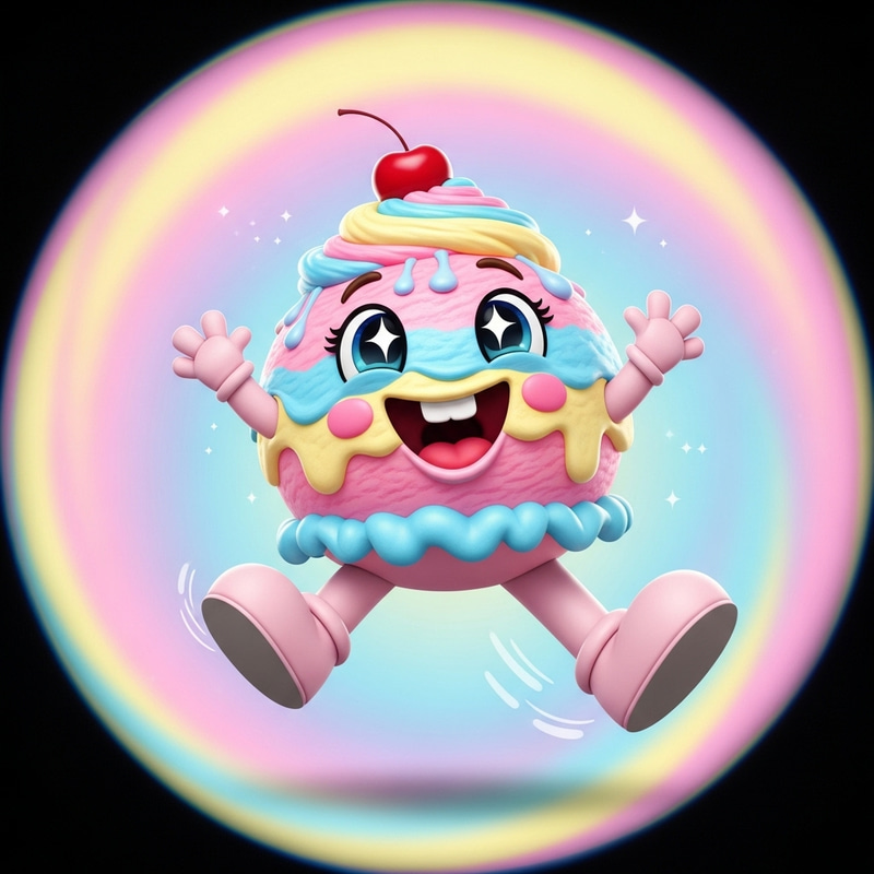 Adorable Ice Cream Cake Mascot | Vibrant Pastel Whimsy