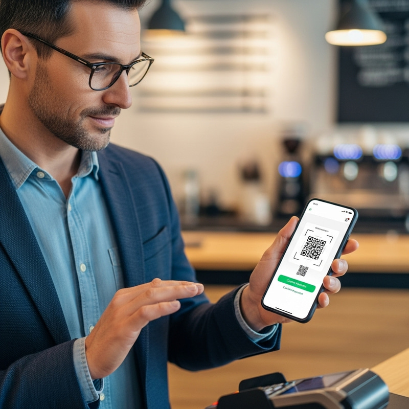 Tim Cook Lookalike Paying with Apple Pay