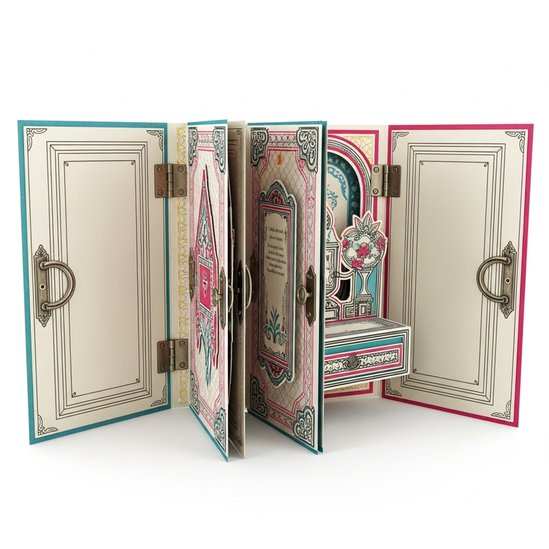Intricate Greeting Card with Interactive Pages