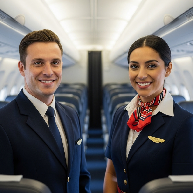 Symmetrical Cabin Crew Smiling - Professional and Cute
