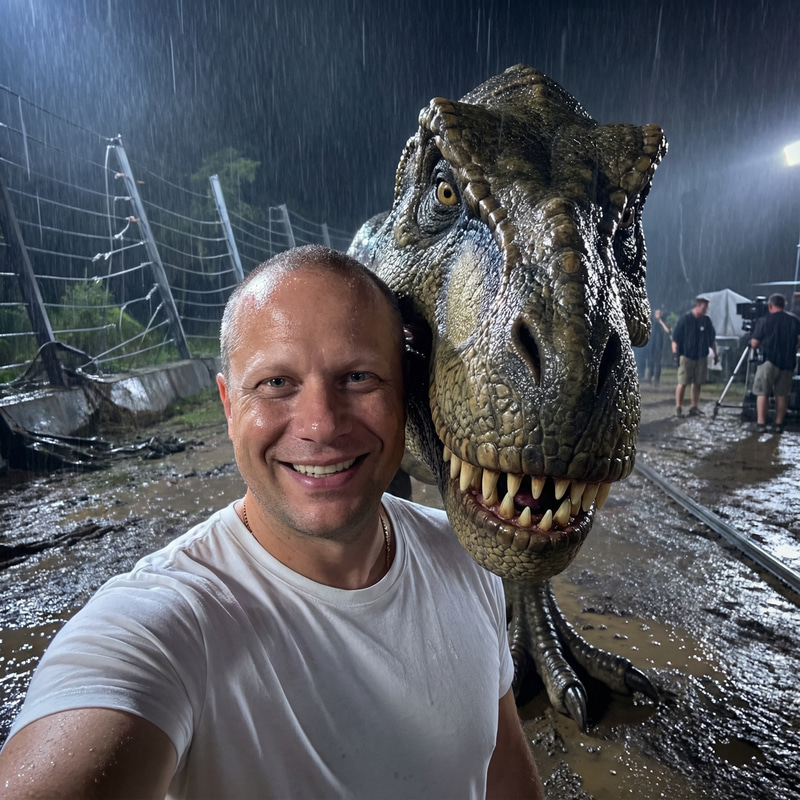 Epic Selfie with a Lifelike T-Rex from Jurassic Park