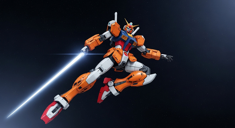 Dynamic Gundam in Space - Vibrant & Action-Packed Composition