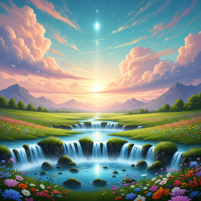 Tranquil Heaven Landscape: A Serene Depiction of Peace and Harmony Tranquil Heaven Landscape: A Serene Depiction of Peace and Harmony