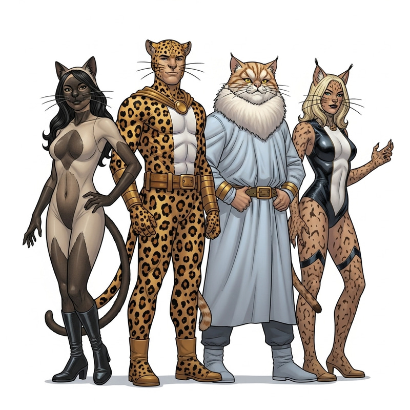 Cat Superhero Team Inspired by Feline Outfits Cat Superhero Team Inspired by Feline Outfits