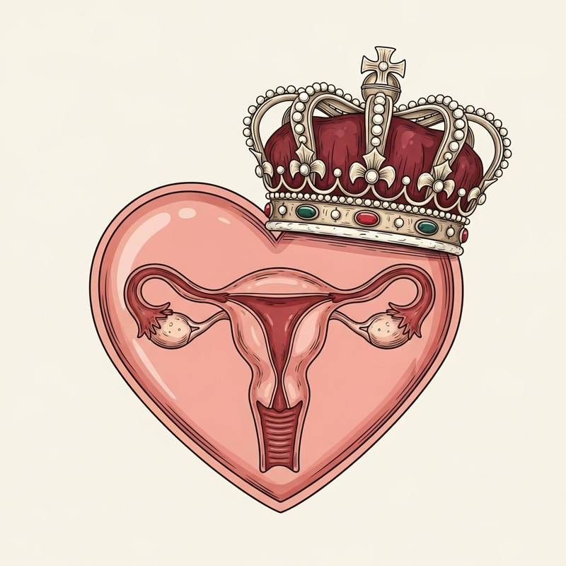 Heart Crown & Uterus Illustration - Unique Design Heart Crown & Uterus Illustration - Unique Design