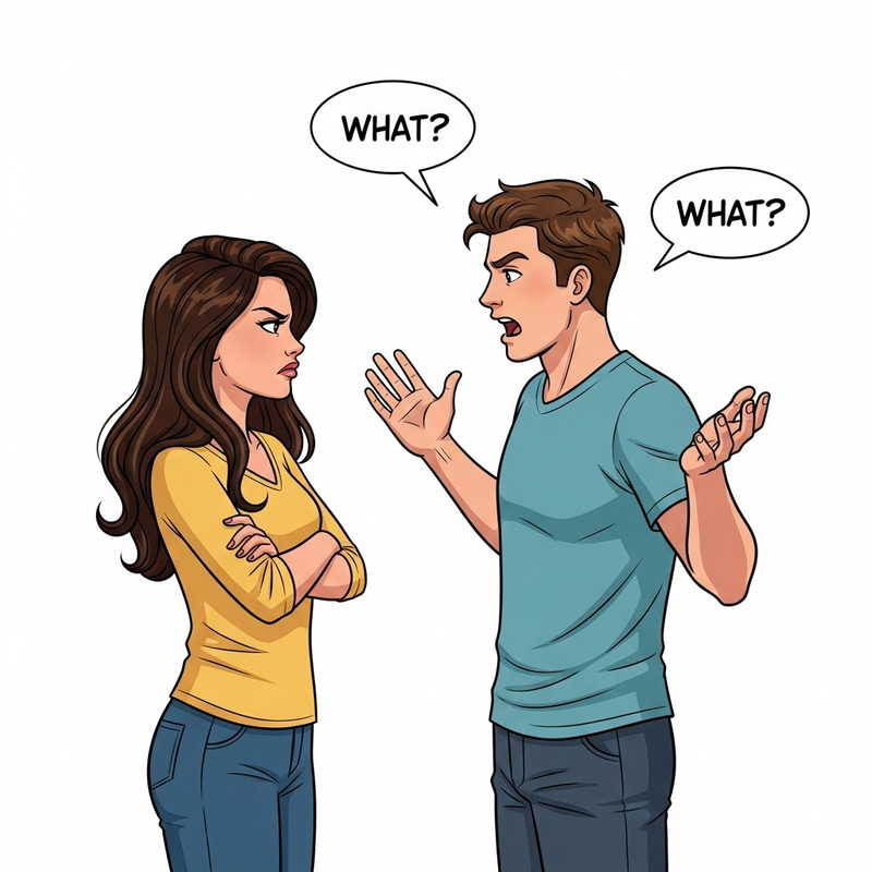 A Comic Illustration of Boyfriend and Girlfriend in a Tense Exchange A Comic Illustration of Boyfriend and Girlfriend in a Tense Exchange