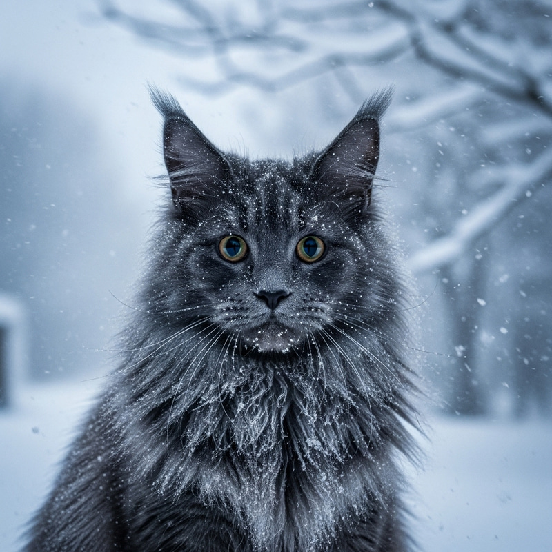 Melancholic Cat in Winter Storm | Emotional Pet Portraits Melancholic Cat in Winter Storm | Emotional Pet Portraits