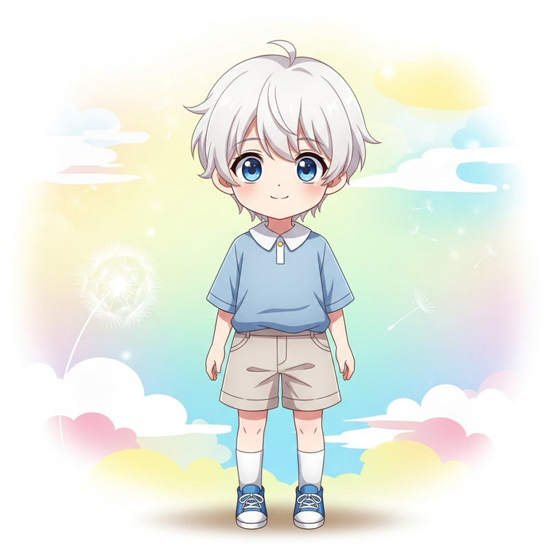 Adorably Charming Anime Boy with White Hair and Blue Eyes Adorably Charming Anime Boy with White Hair and Blue Eyes