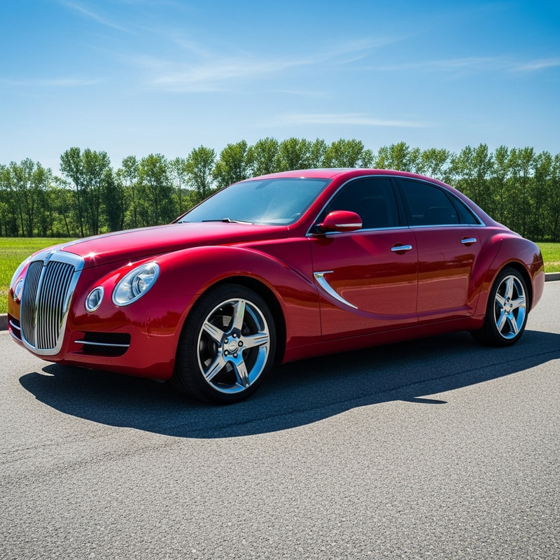 Sleek Cherry Red Car on Smooth Road | Dynamic Design Sleek Cherry Red Car on Smooth Road | Dynamic Design