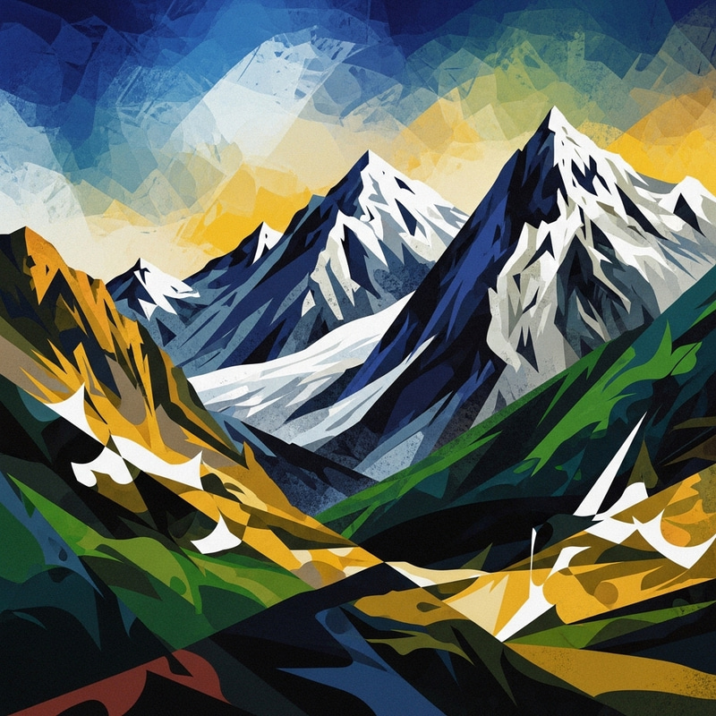 Mountain Landscape Abstract Art | Geometric Forms & Colors Mountain Landscape Abstract Art | Geometric Forms & Colors