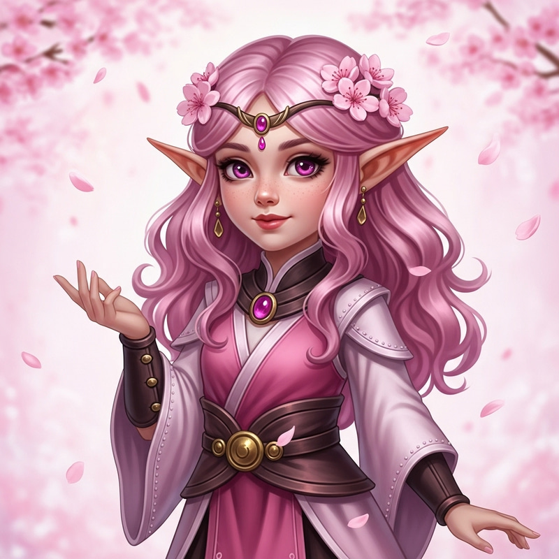 Pink Elf Girl Fantasy Art