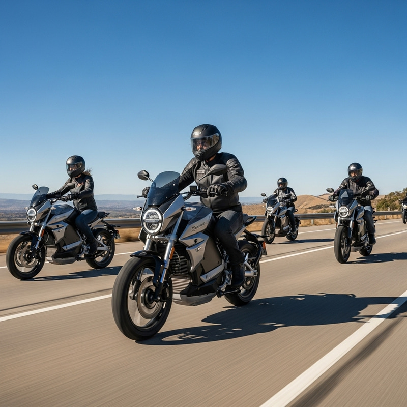 Electric Motorcycles Racing on the Road Electric Motorcycles Racing on the Road