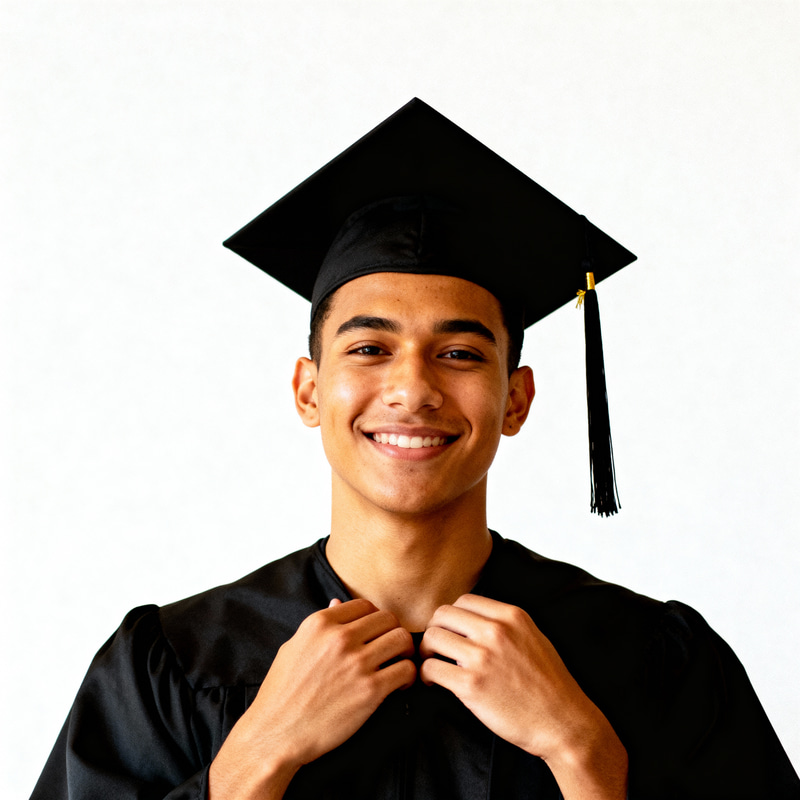 Graduation Cap and Gown Portrait Photo