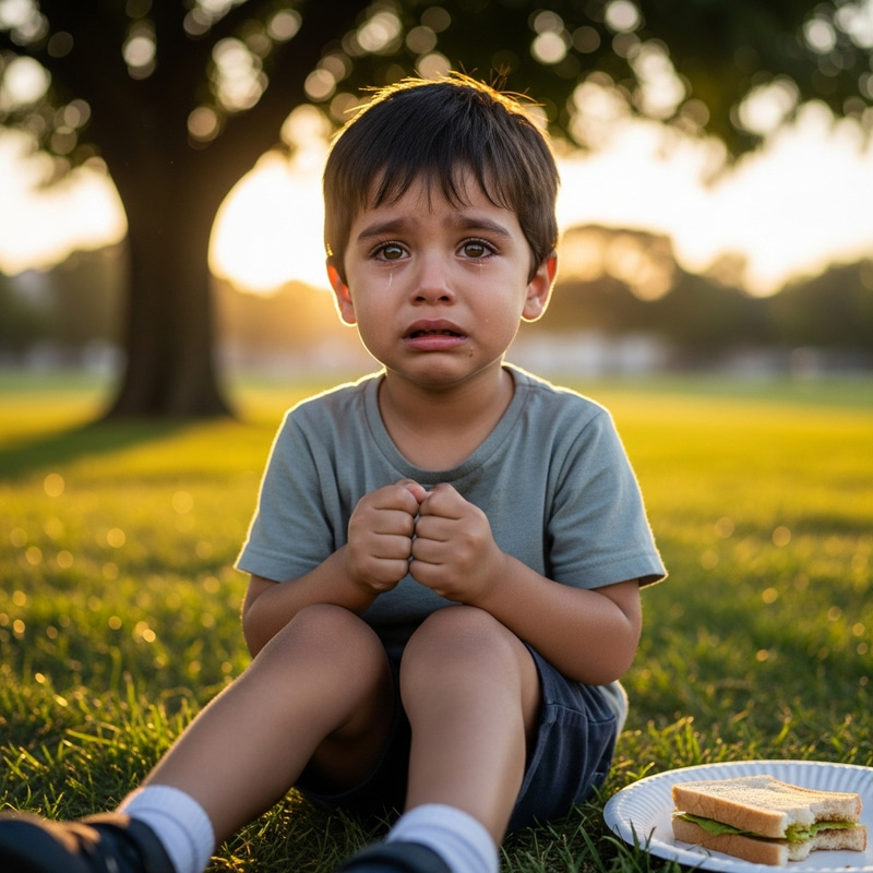 A Young Boy Crying Under a Tree | Emotional Scene