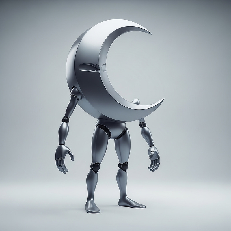 Crescent Moon Mascot - Unique and Charming Design
