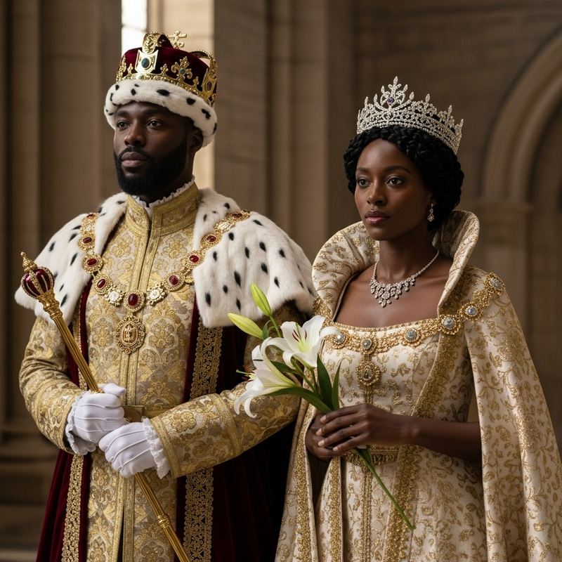 Black Queen Standing Next to Her King - Regal Elegance Black Queen Standing Next to Her King - Regal Elegance