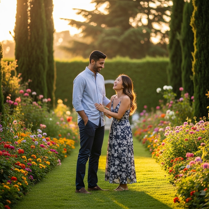 Romantic Couple in Enchanting Garden | Love & Affection Romantic Couple in Enchanting Garden | Love & Affection