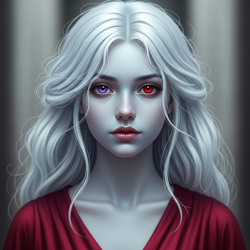 Innocent 18-Year-Old Girl with Unique Features in Red Dress Innocent 18-Year-Old Girl with Unique Features in Red Dress