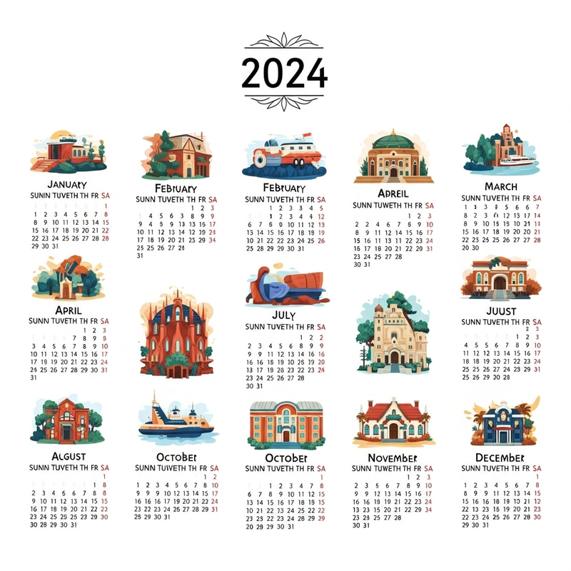 2024 Calendar | Unique Graphics, Monthly Events & Holidays