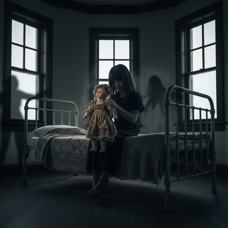 Spooky Black Ghost in Haunted Lighthouse with Doll Spooky Black Ghost in Haunted Lighthouse with Doll