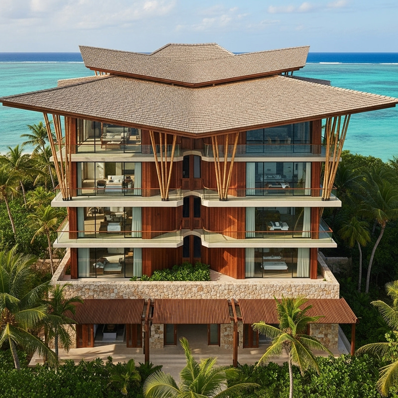 Sustainable Multistorey Hotel | Bamboo Shingles & Oceanic Views Sustainable Multistorey Hotel | Bamboo Shingles & Oceanic Views