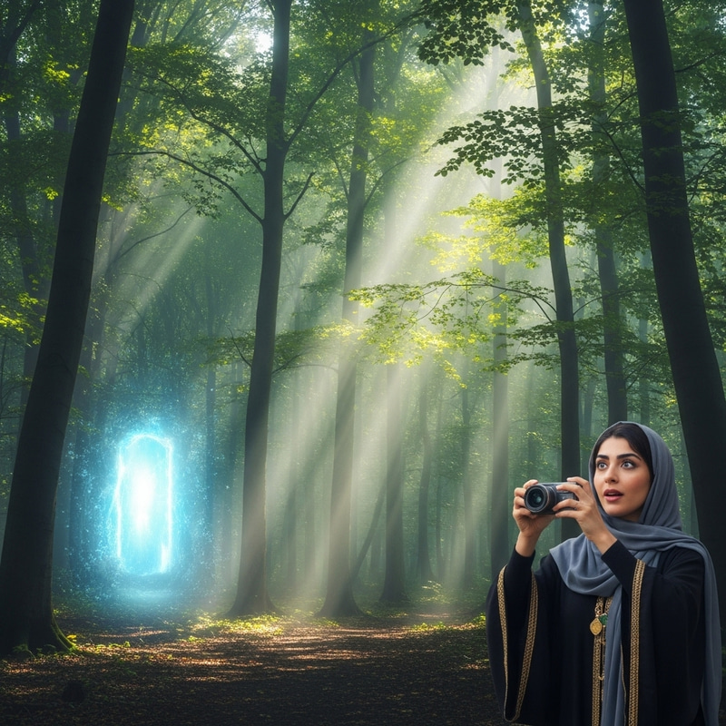 Mystical Forest Scene with Glowing Portal Mystical Forest Scene with Glowing Portal