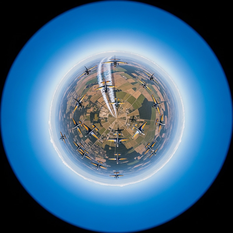 Vibrant Aerial Formation: Adrenaline-Filled Aviation Photography