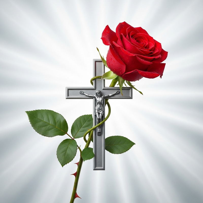 Tranquil Red Rose and Cross Harmony Tranquil Red Rose and Cross Harmony