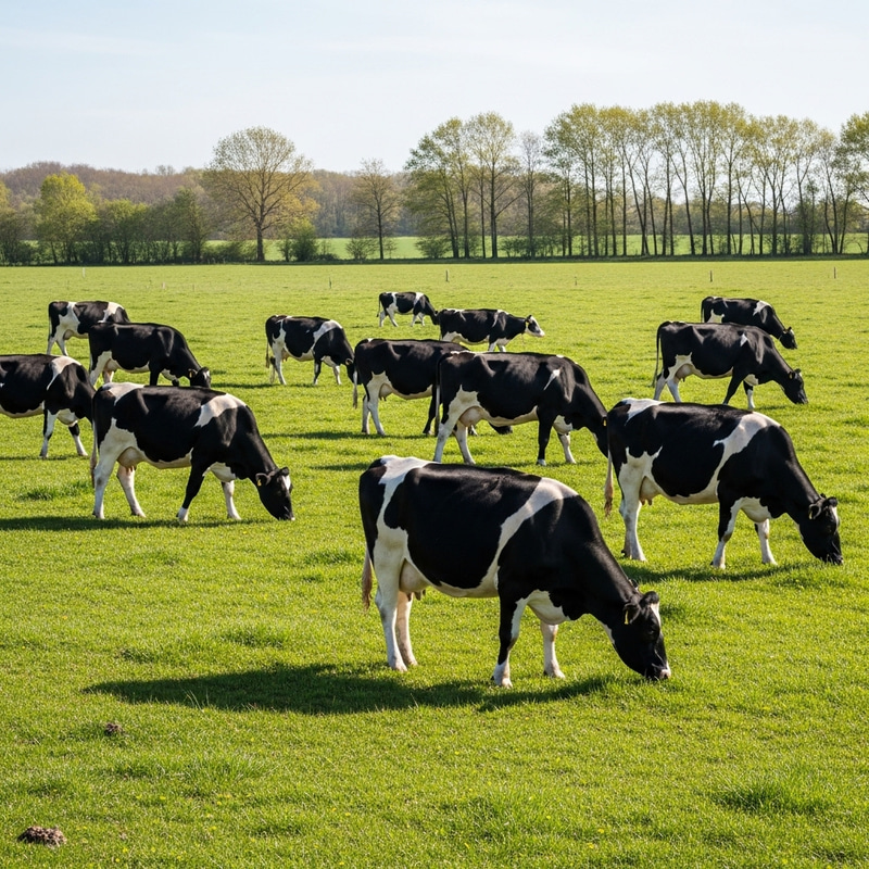 Black and White Dutch Cows in Field