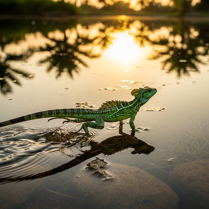 Lizard Walking on Water - Unbelievable Image