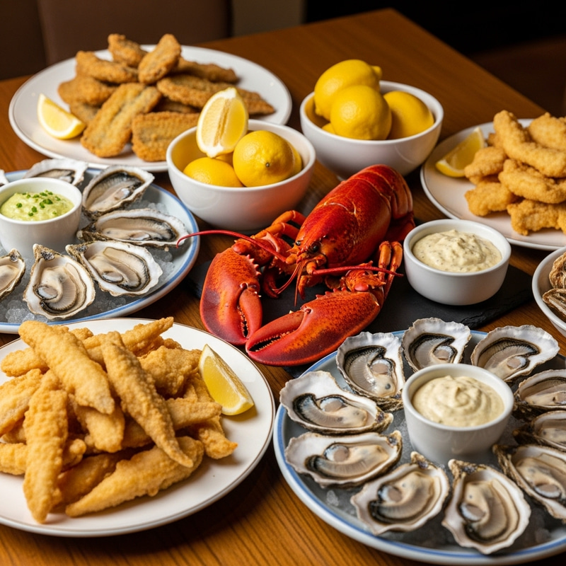 Sumptuous Seafood Spread on Elegant Table Sumptuous Seafood Spread on Elegant Table