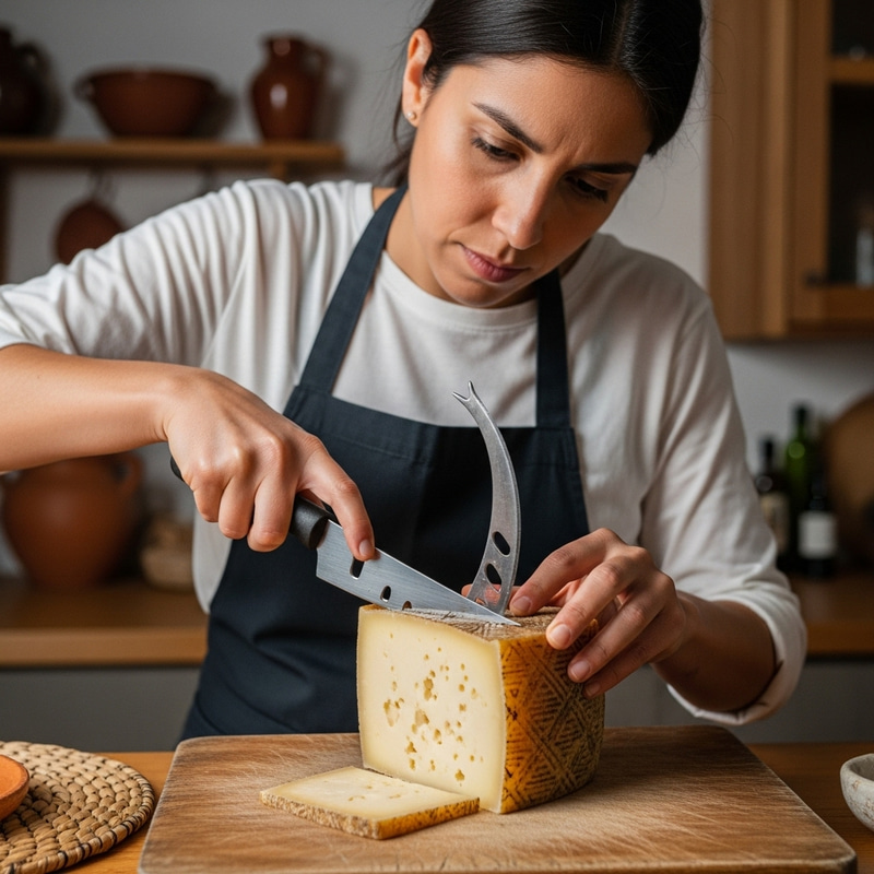 Woman Cutting Manchego Cheese | Authentic Tradition Woman Cutting Manchego Cheese | Authentic Tradition