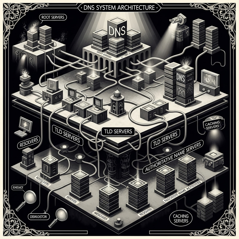 Vintage DNS Setup Poster with Chiaroscuro Lighting Vintage DNS Setup Poster with Chiaroscuro Lighting