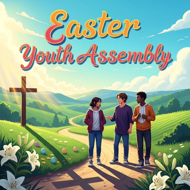 Easter Youth Assembly: The Road to Emmaus Inspired Poster