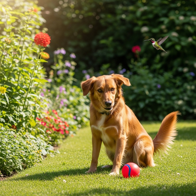 Beautiful Golden Brown Dog in a Sunny Garden Beautiful Golden Brown Dog in a Sunny Garden