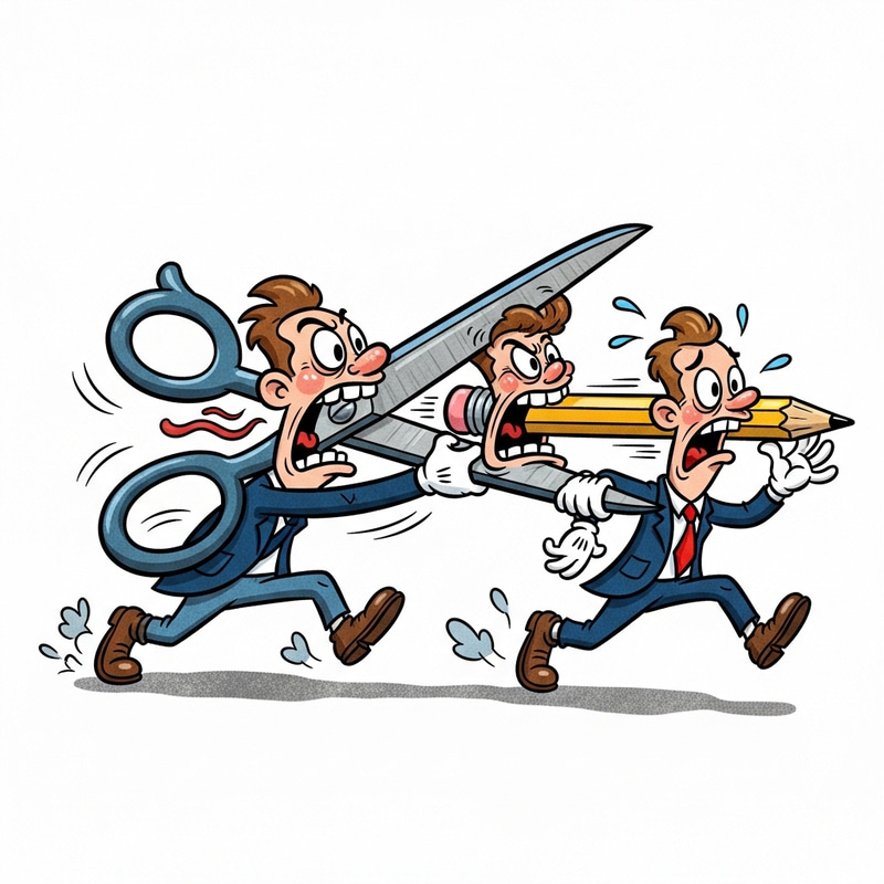 Comical Scissors Chase Pencil in Vibrant Cartoon Comical Scissors Chase Pencil in Vibrant Cartoon