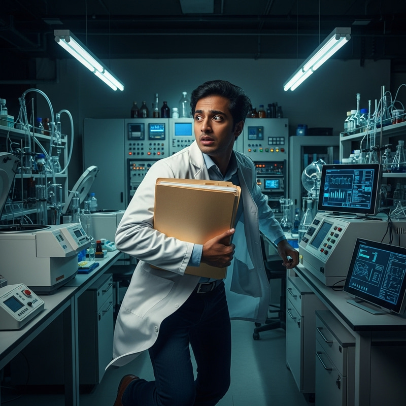 Young Scientist on the Run with His Project Young Scientist on the Run with His Project