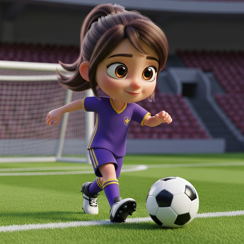 Adorable Young Caucasian Girl 3D Animation Soccer Scene | Pixar Style Adorable Young Caucasian Girl 3D Animation Soccer Scene | Pixar Style